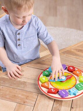Montessori Wooden Shape Color Sorting Clock Children's Teaching Time(1 Pack)